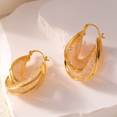Copper Glass Stone U Shape Earrings - Trendsi