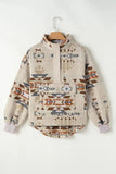 Geometric Collared Neck Long Sleeve Sweatshirt - Trendsi