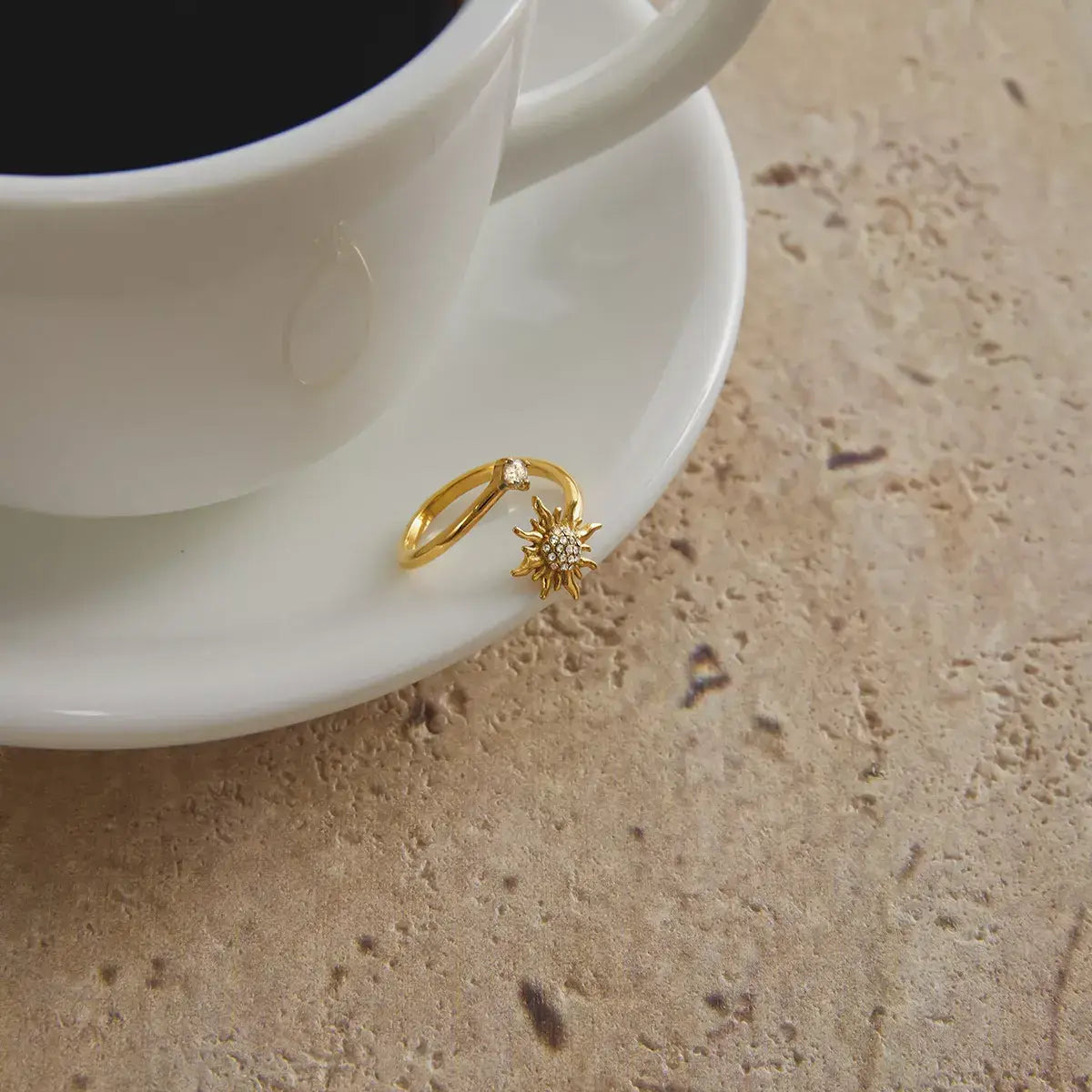 18K Gold-Plated Zircon Sun Bypass Ring - Trendsi - Flyclothing LLC