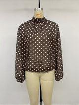 Polka Dot Mock Neck Long Sleeve Blouse - Trendsi - Flyclothing LLC