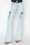 RISEN Full Size High Rise Cargo Flare Jeans - Trendsi - Flyclothing LLC