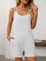 Mandy Scoop Neck Spaghetti Strap Romper with Pockets - Trendsi - Flyclothing LLC