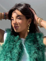 18K Gold-Plated Moon & Star Dangle Earrings - Trendsi - Flyclothing LLC