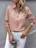 Button Up Collared Neck Long Sleeve Shirt - Trendsi - Flyclothing LLC