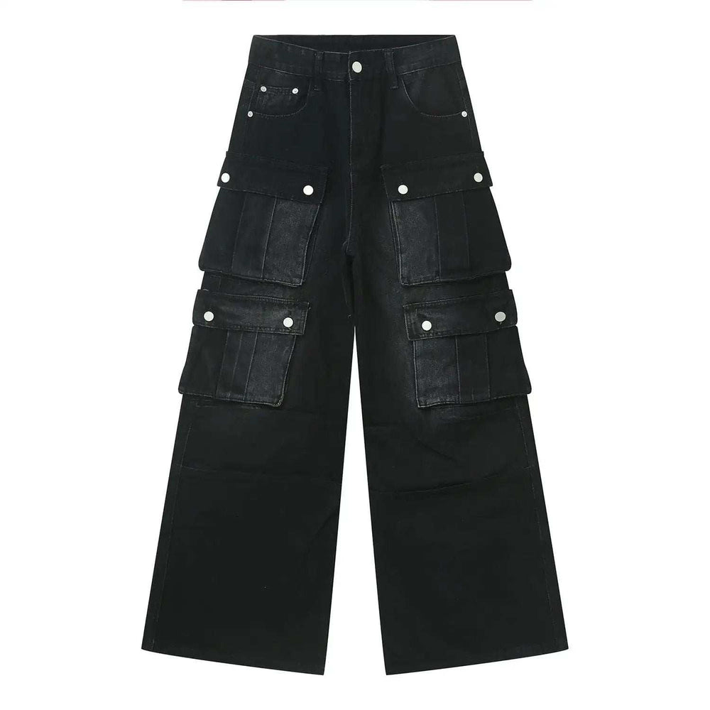 Multi-Pocket Cargo Wide-Leg Jeans - Trendsi - Flyclothing LLC