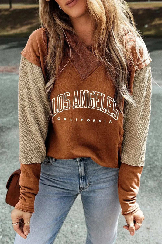 Letter Graphic Long Sleeve Hoodie - Trendsi - Flyclothing LLC