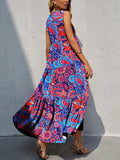 Tiered Printed V-Neck Sleeveless Dress - Trendsi - Flyclothing LLC