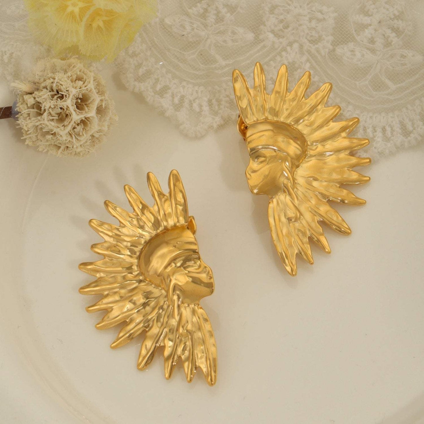 Titanium Steel Gold-Plated Earrings - Trendsi - Flyclothing LLC