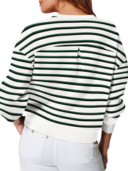 Lovelet Striped Round Neck Long Sleeve Sweatshirt - Trendsi