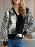 Striped Button Down Long Sleeve Cardigan - Trendsi - Flyclothing LLC