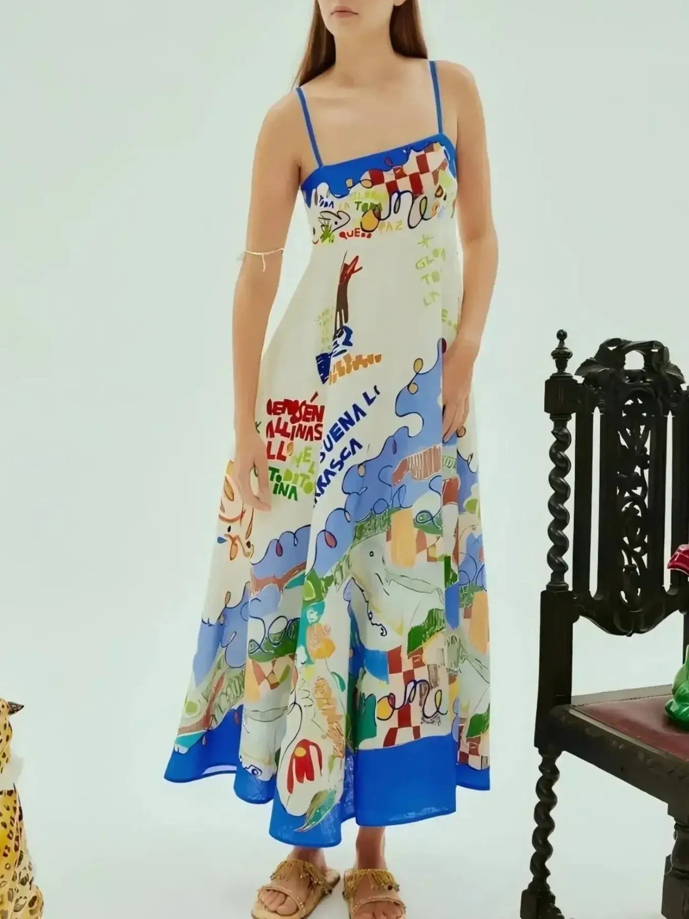 Printed Square Neck Cami Dress - Trendsi - Flyclothing LLC