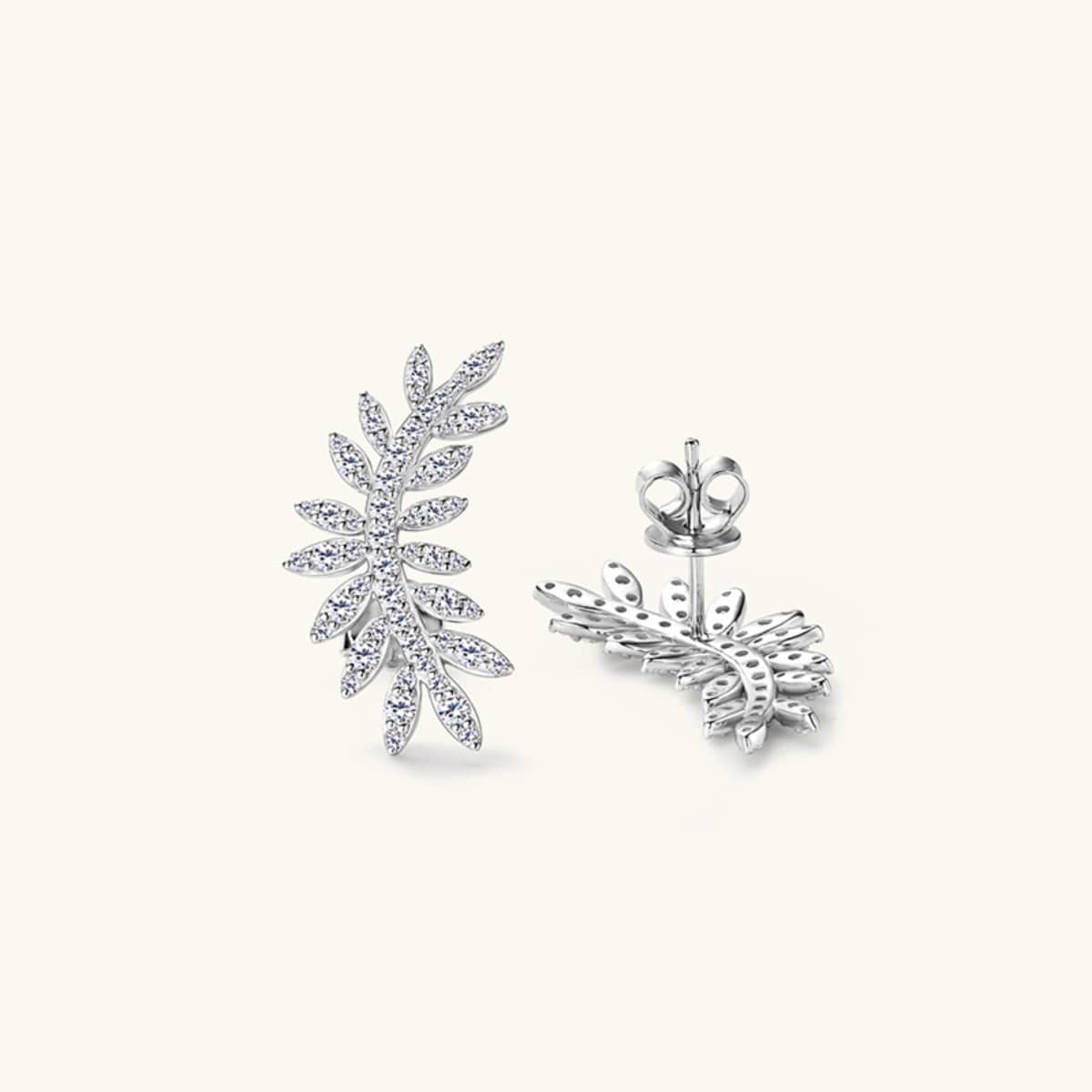 Moissanite 925 Sterling Silver Leaf Shape Stud Earrings - Trendsi - Flyclothing LLC