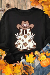 Ghost Round Neck Long Sleeve Sweatshirt - Trendsi - Flyclothing LLC