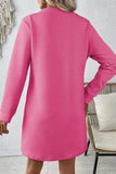 Textured Round Neck Long Sleeve Mini Dress - Trendsi - Flyclothing LLC