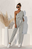 Single Shoulder Short Sleeve Jumpsuit - Trendsi - Flyclothing LLC