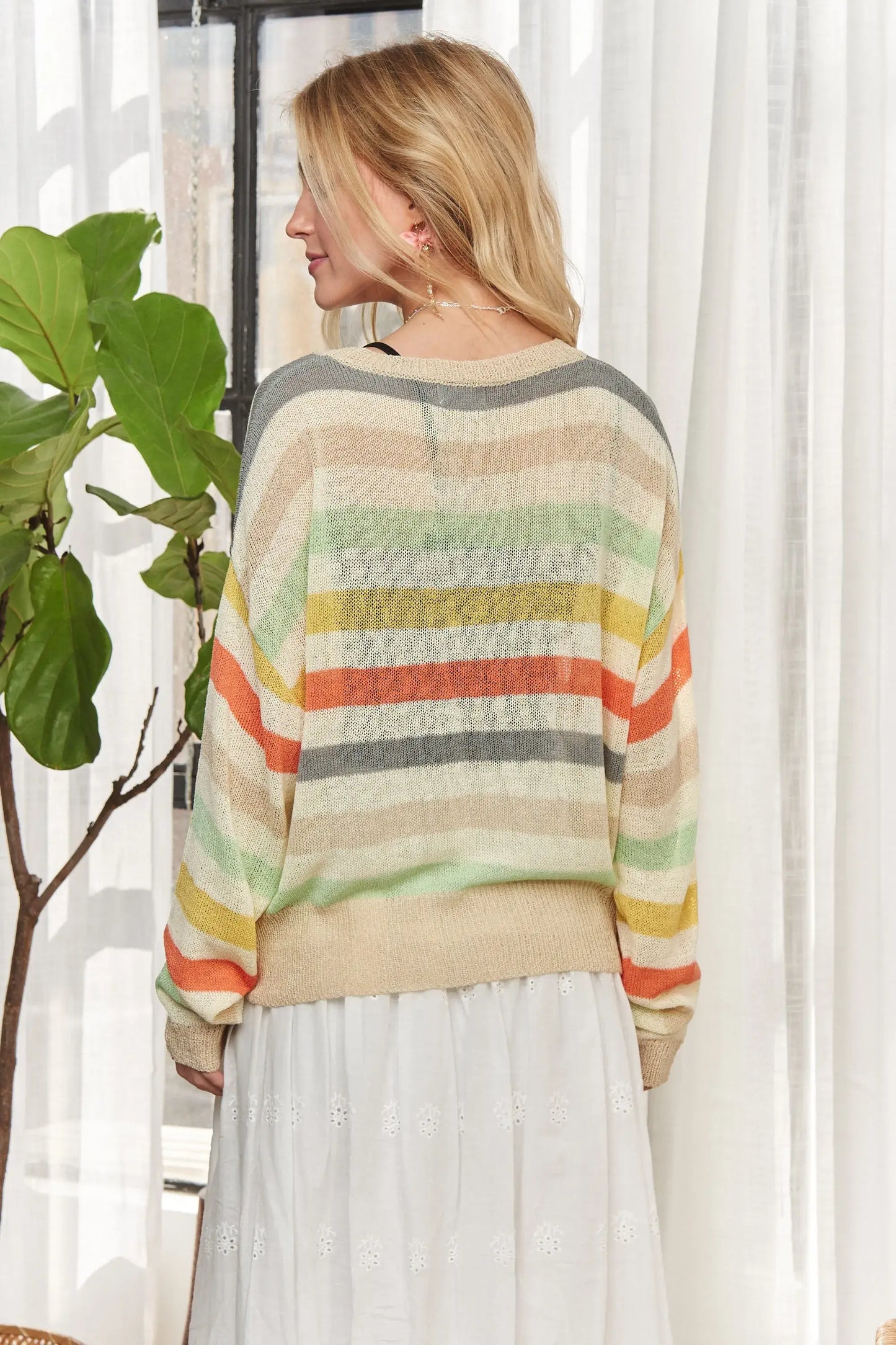 ADORA Stripe Long Sleeves Knit Top - Trendsi - Flyclothing LLC