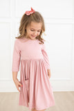 Vintage Pink 3/4 Sleeve Pocket Twirl Dress - Mila & Rose ®