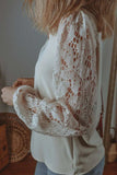 V Neck Lace Balloon Sleeve Blouse - Trendsi - Flyclothing LLC
