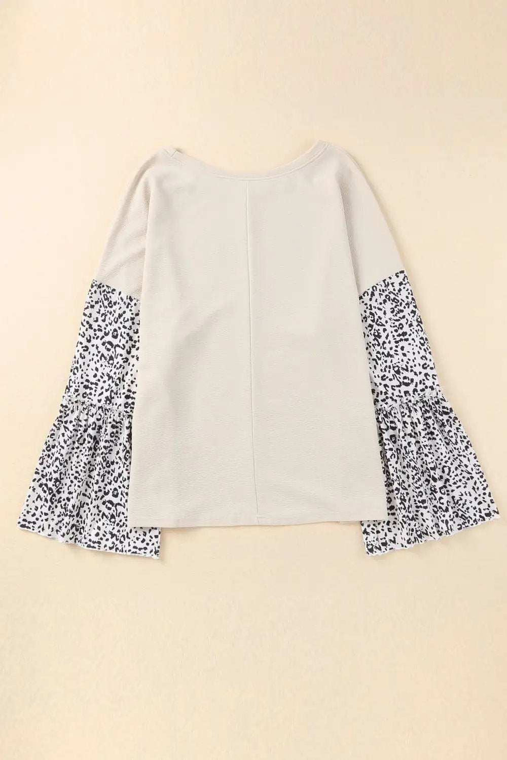 Plus Size Leopard Round Neck Long Sleeve Top - Trendsi - Flyclothing LLC