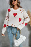 Angel Wings Contrast Heart Round Neck Long Sleeve Sweater - Trendsi - Flyclothing LLC