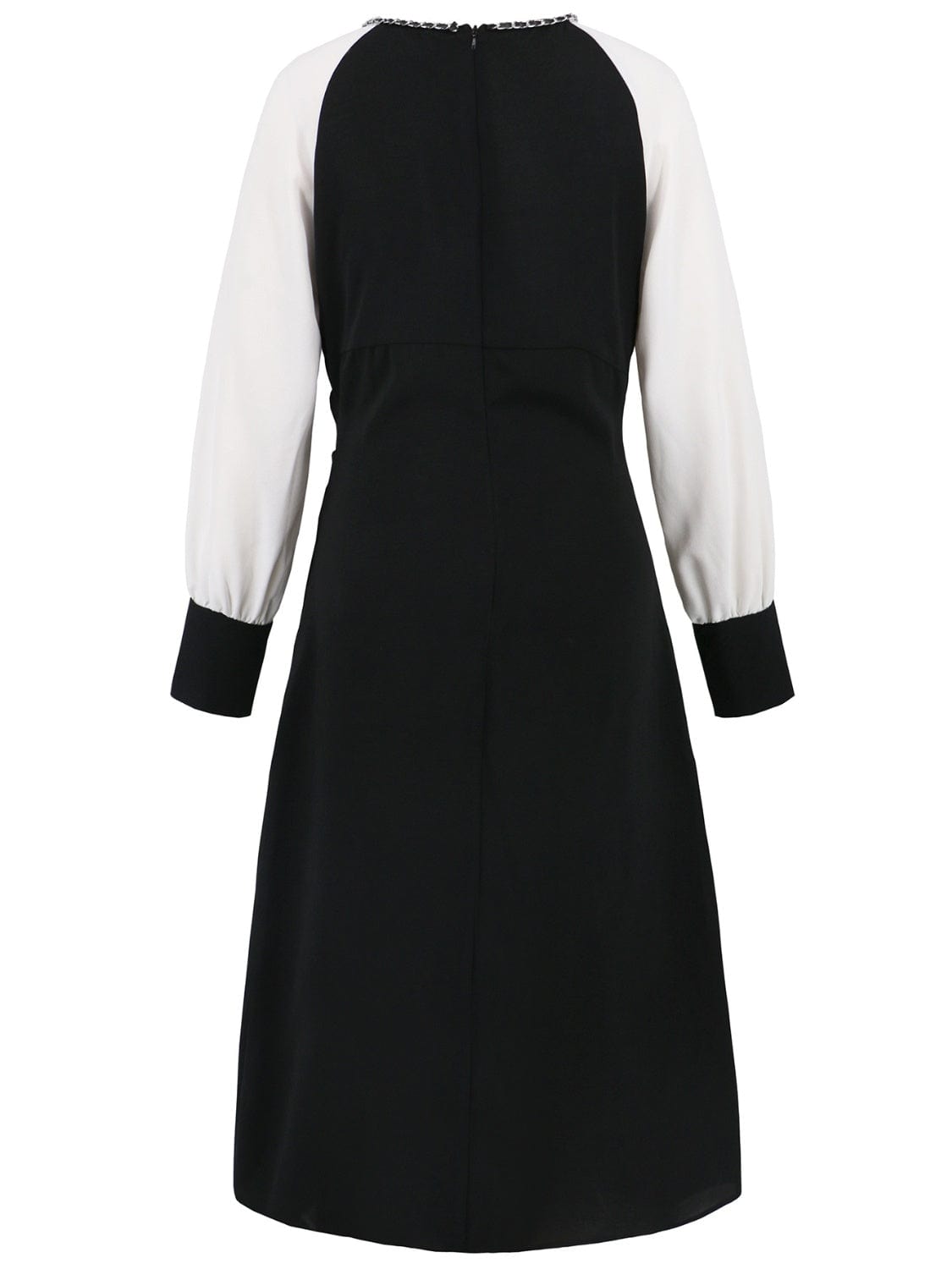 Ruched Contrast Long Sleeve Midi Dress - Trendsi