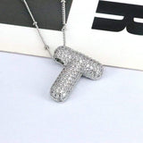 Copper Inlaid Zircon Letter Pendant Necklace - Trendsi - Flyclothing LLC