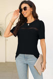 Eyelet Round Neck Short Sleeve T-Shirt - Trendsi - Flyclothing LLC