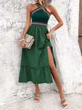 Devine Ruffled Slit Sleeveless Midi Dress - Trendsi - Flyclothing LLC