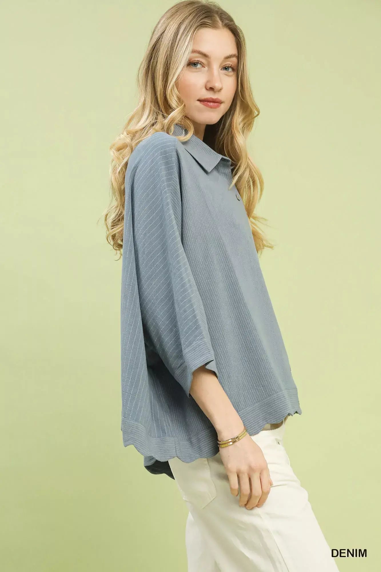 Umgee Oversized Striped Button-Down Shirt - Trendsi - Flyclothing LLC