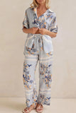 Printed Button Up Shirt and Pants Set - Trendsi