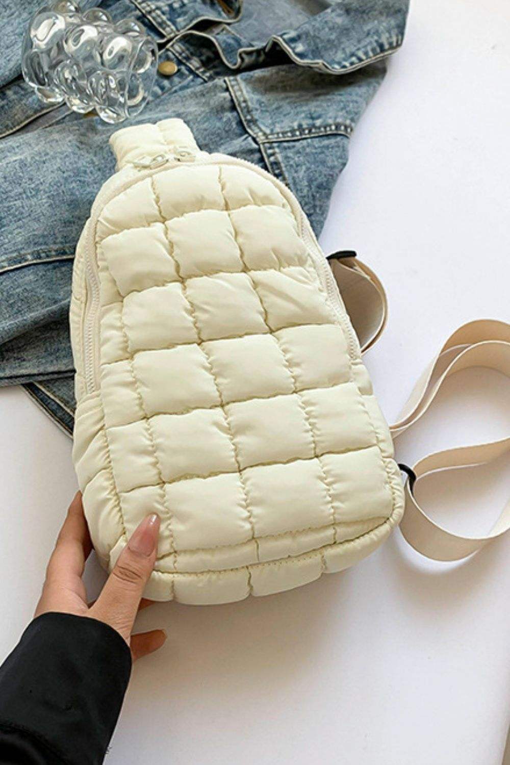 Quilted Nylon Crossbody Bag - Trendsi - Flyclothing LLC