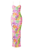 Backless Printed Maxi Cami Dress - Trendsi