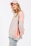 SAGE + FIG Color Block Round Neck Sweatshirt - Trendsi