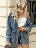Button Up Long Sleeve Denim Jacket - Trendsi - Flyclothing LLC