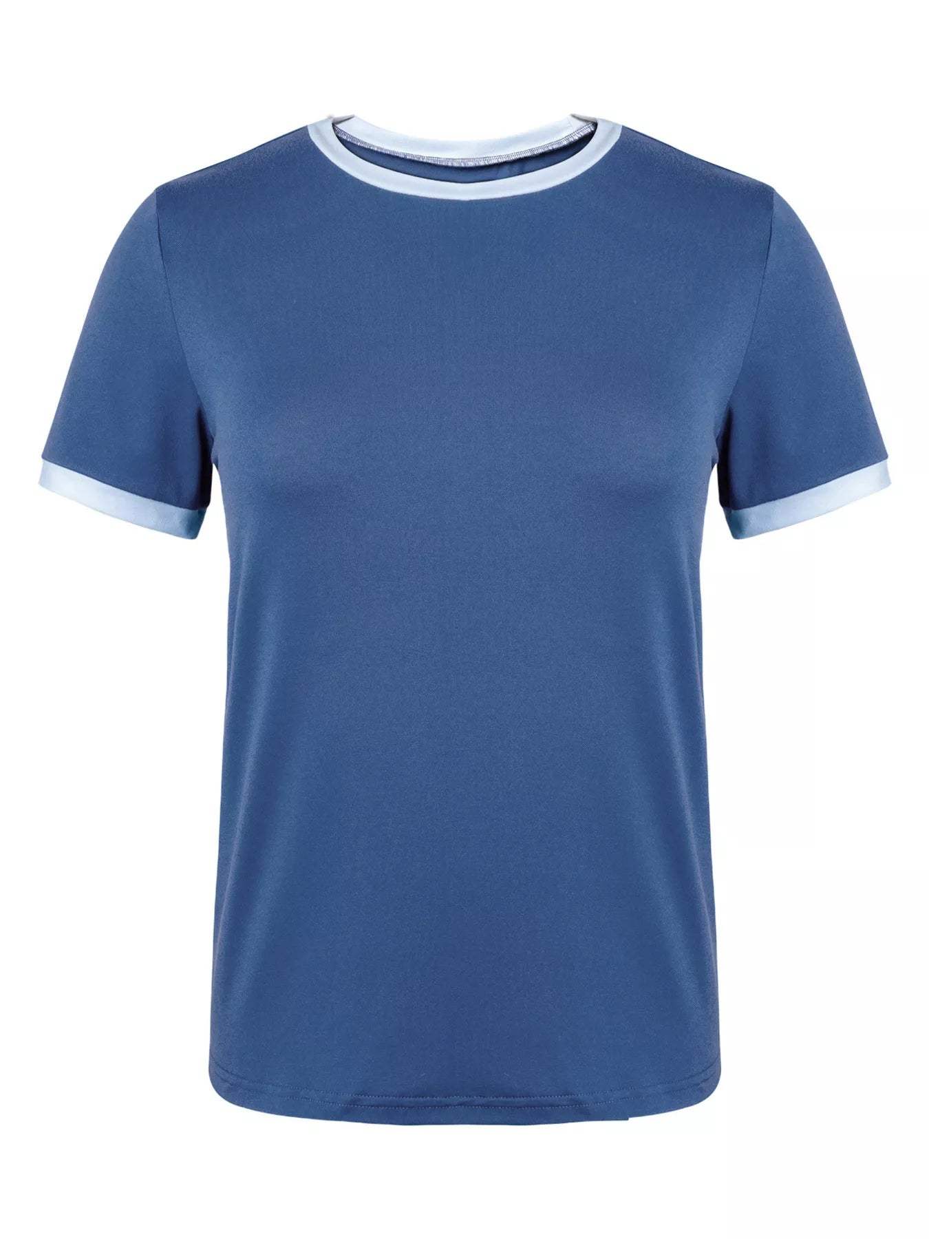 Casual Contrast Trim Short Sleeve T-Shirt - Trendsi - Flyclothing LLC