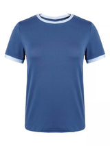 Casual Contrast Trim Short Sleeve T-Shirt - Trendsi - Flyclothing LLC