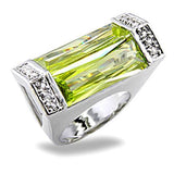 5X006 - Rhodium Brass Ring with Synthetic Spinel in Peridot - Alamode