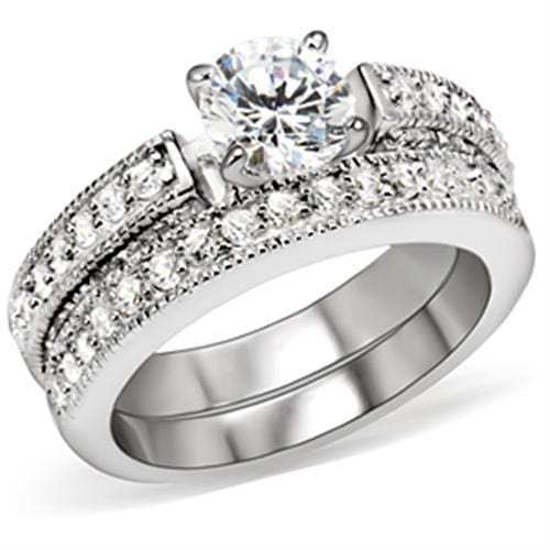 5X016 - Rhodium Brass Ring with AAA Grade CZ in Clear - Alamode - Flyclothing LLC