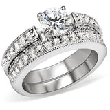 5X016 - Rhodium Brass Ring with AAA Grade CZ  in Clear - Alamode