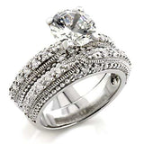 5X024 - Rhodium Brass Ring with AAA Grade CZ in Clear - Alamode - Flyclothing LLC