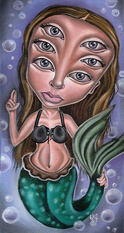 Black Market Art Company 6 Eyed Mermaid Print
