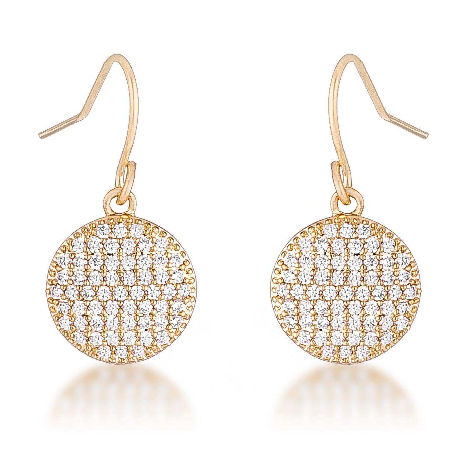 .6 Ct Elegant CZ Gold Plated Disk Earrings - JGI - Flyclothing LLC