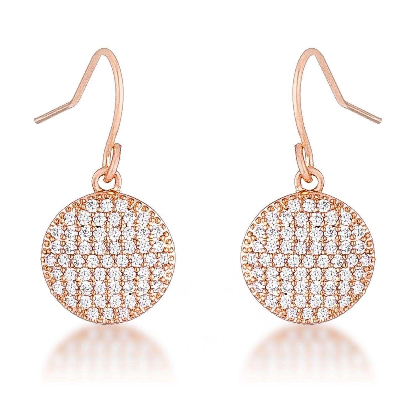 .6 Ct Elegant CZ Rose Gold Plated Disk Earrings - JGI - Flyclothing LLC