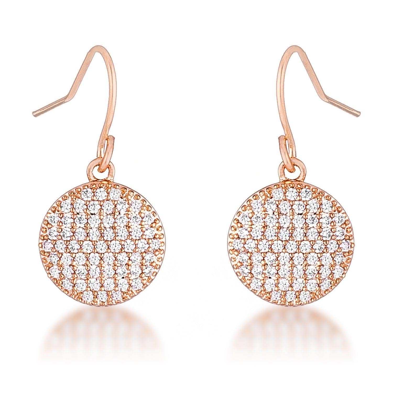 .6 Ct Elegant CZ Rose Gold Plated Disk Earrings - JGI - Flyclothing LLC