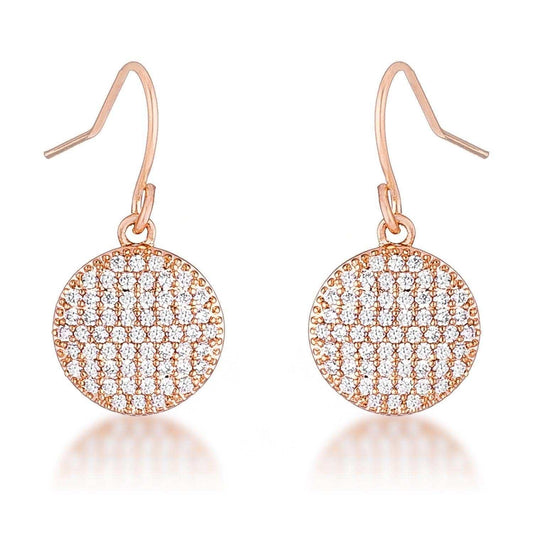 .6 Ct Elegant CZ Rose Gold Plated Disk Earrings - JGI - Flyclothing LLC