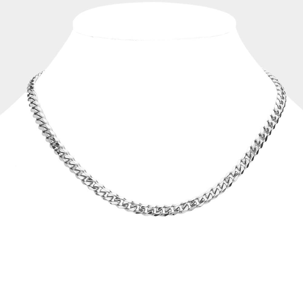 6 Diamond Cut Stainless Steel 16 Inch 6.2mm Cuban Metal Chain Necklace - Madeline Love - Flyclothing LLC