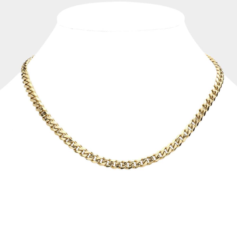 6 Diamond Cut Stainless Steel 16 Inch 6.2mm Cuban Metal Chain Necklace - Madeline Love - Flyclothing LLC