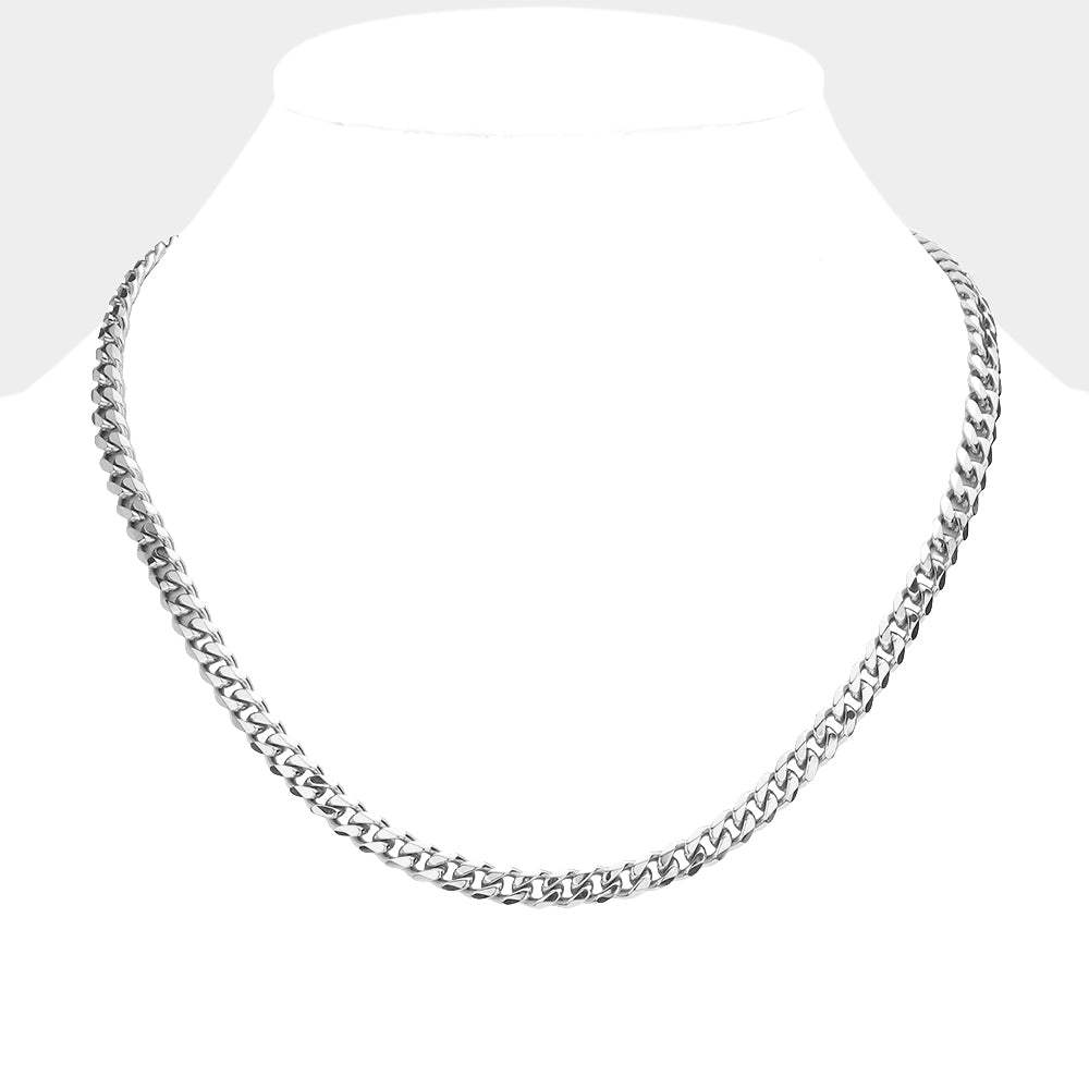 6 Diamond Cut Stainless Steel 18 Inch 6.2mm Cuban Metal Chain Necklace - Madeline Love - Flyclothing LLC