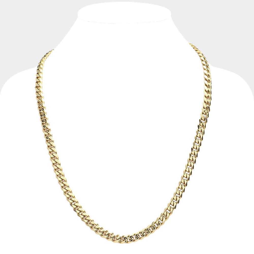 6 Diamond Cut Stainless Steel 24 Inch 8mm Cuban Metal Chain Necklace - Madeline Love - Flyclothing LLC
