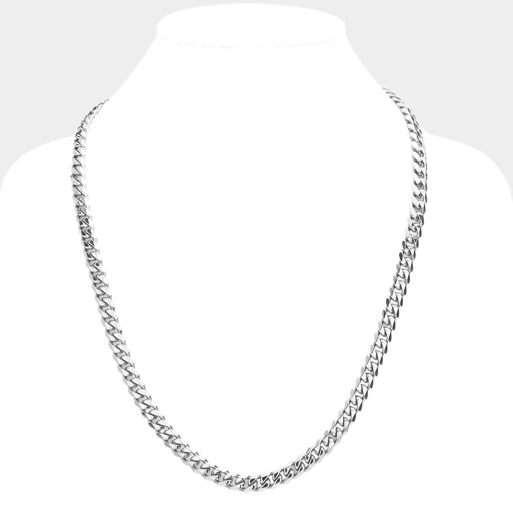 6 Diamond Cut Stainless Steel 24 Inch 8mm Cuban Metal Chain Necklace - Madeline Love - Flyclothing LLC
